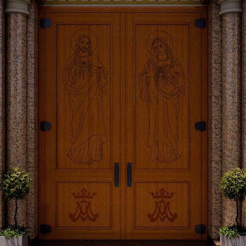 Porta-Para-Igreja-Mod.-06---Com-Gravações-Personalizadas---Madeira-Maciça---Sob-Medida